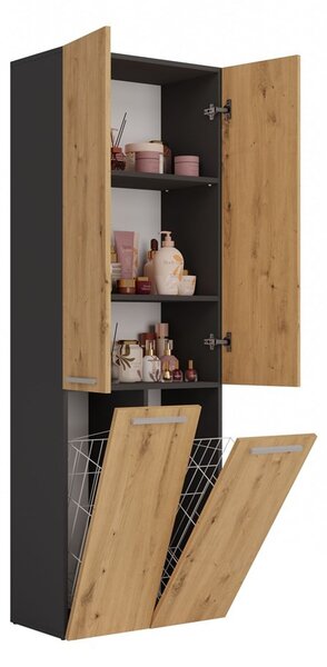 TP Living Koupelnová skříňka se 2 koši na prádlo NEL ART I dub artisan/antracit