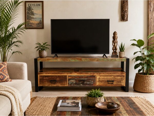 TV stolek 150x60x45 Retro z recyklovaného mangového dřeva