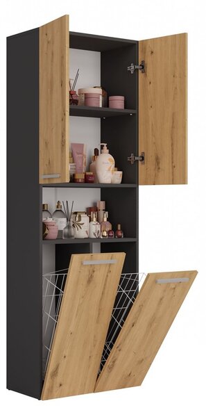 TP Living Koupelnová skříňka se 2 koši na prádlo NEL ART II dub artisan/antracit