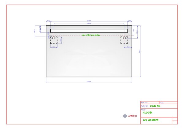 Zrcadlo na zeď chodbu do pokoje ložnice předsíně koupelny LUNA - 120 x 70 cm s LED podsvíceným pruhem 411-194