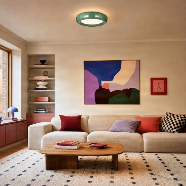Stropní lampa Lindby, Lennox, stmívatelné, Zelená, Obývací pokoj, Kov, Moderní