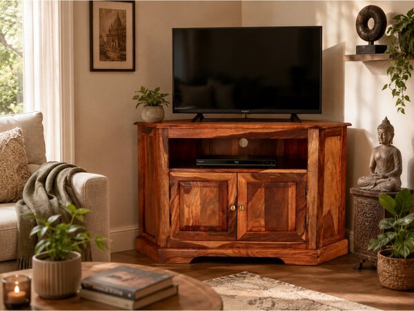 TV stolek 110x70x50 rohový z indického masivu palisandr