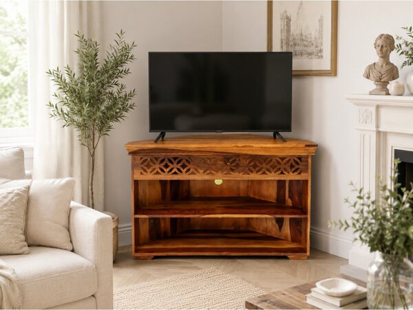 TV stolek rohový Mira 110x70x50 z indického masivu palisandr