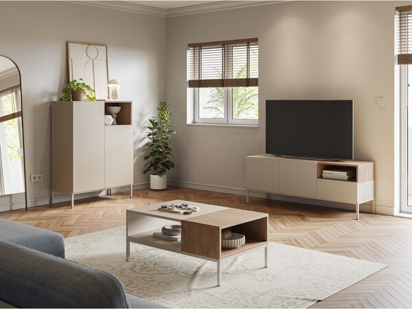 Krémový TV stolek 140x55 cm Cailin – Marckeric