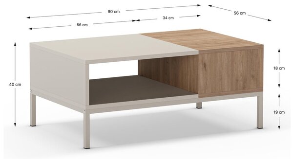 Krémový konferenční stolek 56x90 cm Cailin – Marckeric