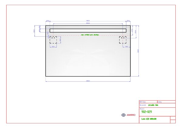 Zrcadlo na zeď chodbu do pokoje ložnice předsíně koupelny LUNA - 100 x 60 cm s LED podsvíceným pruhem 902-029