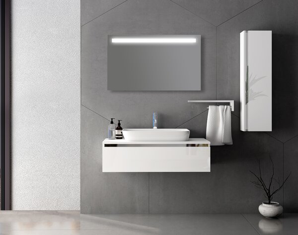 Zrcadlo na zeď chodbu do pokoje ložnice předsíně koupelny LUNA - 100 x 60 cm s LED podsvíceným pruhem 902-029