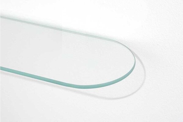 Skleněná oválná polička do koupelny - 59 x 12 cm sklo bez úchytů - Cover Oral