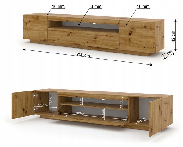 Univerzální RTV skříňka Bim Furniture 200 cm x 42 cm x 37 cm
