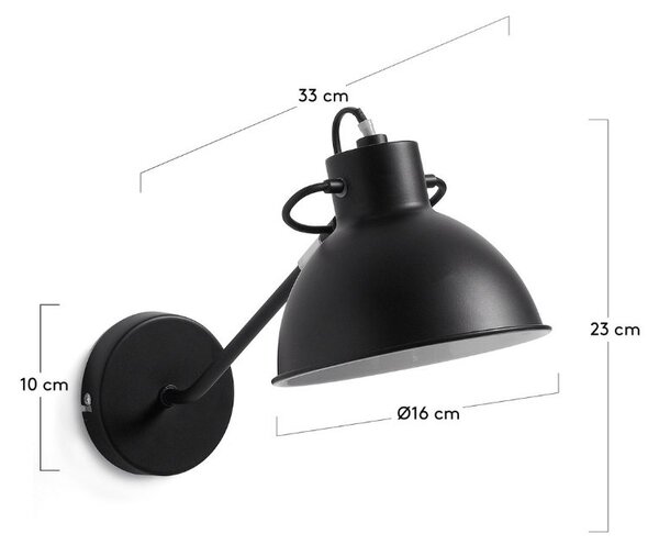 Černé kovové nástěnné svítidlo Kave Home Offelis