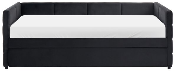 Rozkládací postel Umělý samet CHAVONNE 90 x 200 cm Černá