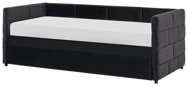 Rozkládací postel Umělý samet CHAVONNE 90 x 200 cm Černá
