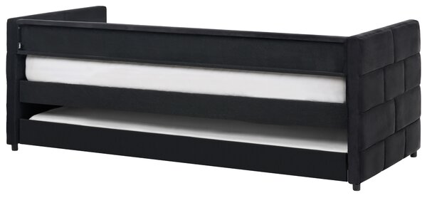 Rozkládací postel Umělý samet CHAVONNE 90 x 200 cm Černá