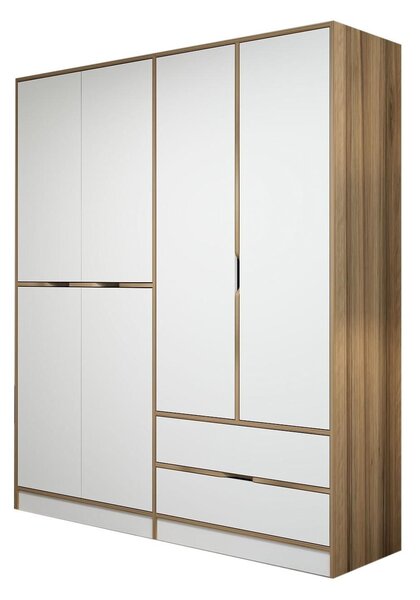 Šatní skříň Erich 3 (ořech + bílá). Akce -24%