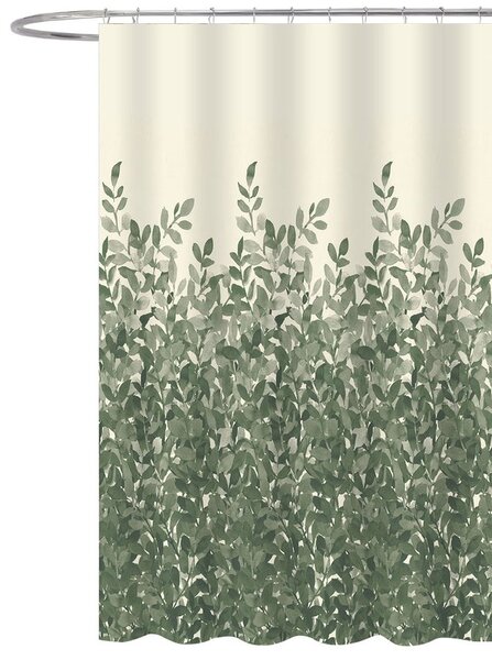 Aqualine, Sprchový závěs 180x200cm, polyester, zelené listy, ZP012