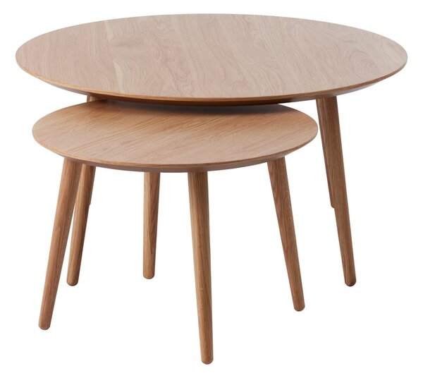 Kulaté konferenční stolky v dekoru dubu v přírodní barvě v sadě 2 ks ø 88 cm Adda – Unique Furniture
