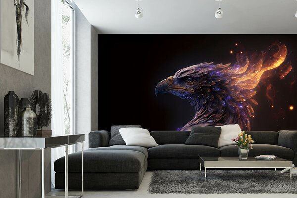 DIMEX | Vliesová fototapeta na zeď Burning Eagle MS-5-AI-0006 | 375 x 250 cm | černá, oranžová, fialová