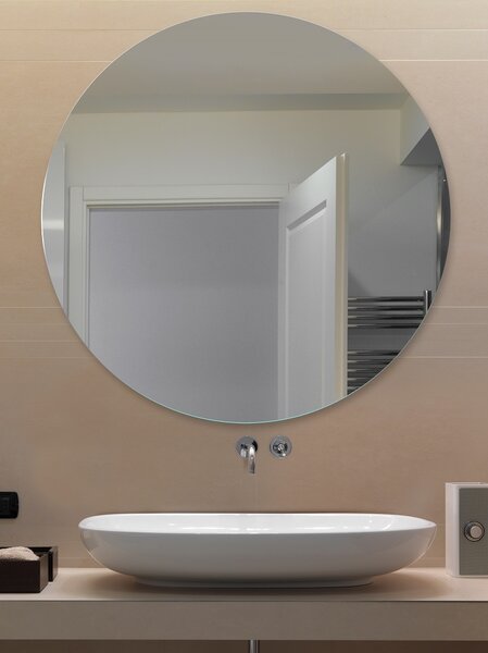 Kulaté zrcadlo do koupelny - ⌀ 80 cm s leštěnou hranou - Pure Ronde