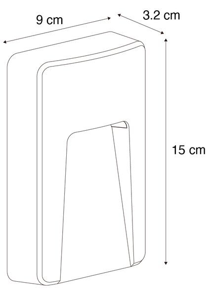 Sada 2 černých obdélníkových venkovních nástěnných svítidel vč. LED IP65 - Gem