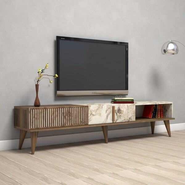 TV stolek v dekoru mramoru v přírodní barvě 180x40 cm Milan – Kalune Design