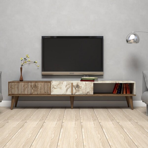 TV stolek v dekoru mramoru v přírodní barvě 180x40 cm Milan – Kalune Design