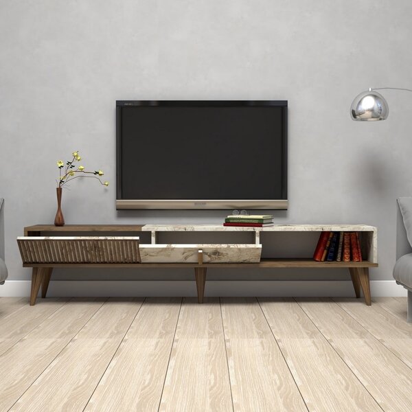 TV stolek v dekoru mramoru v přírodní barvě 180x40 cm Milan – Kalune Design