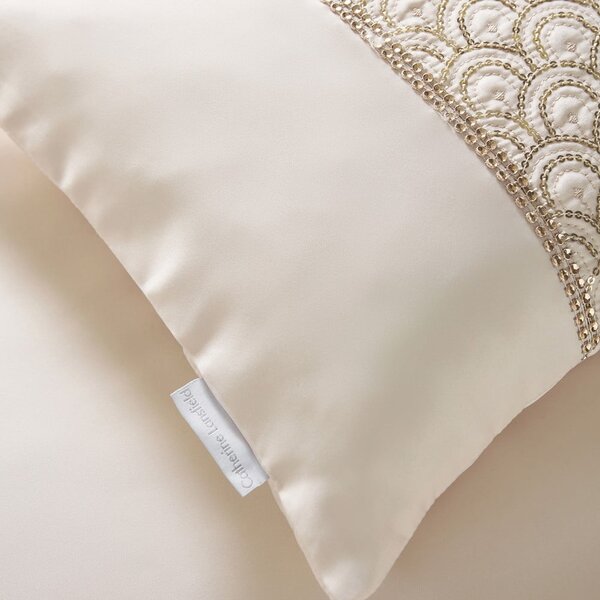 Béžové povlečení na dvoulůžko z mikrosaténu 200x200 cm Deco Sequin – Catherine Lansfield