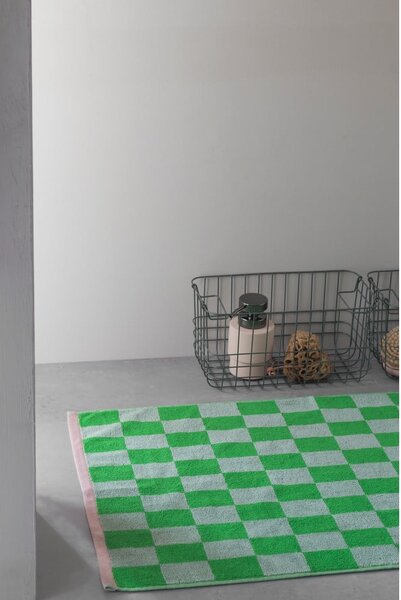 Zelená koupelnová předložka z bio bavlny 50x80 cm Retro – Mette Ditmer Denmark