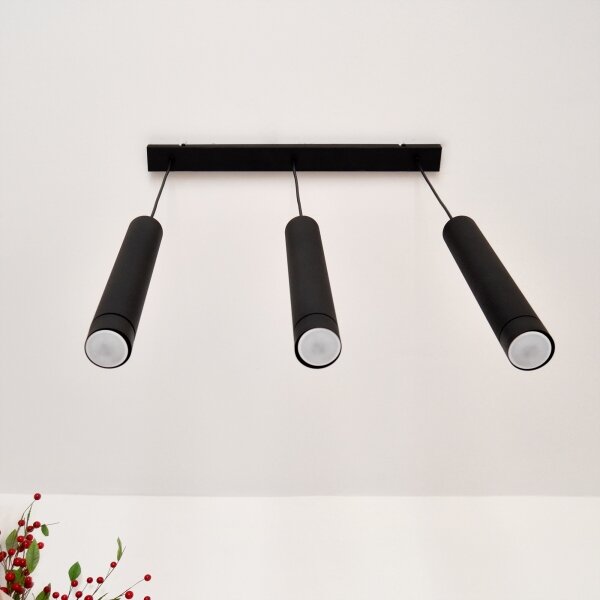 LED Lustr na lanku TUBA 3xGU10/4,8W/230V černá
