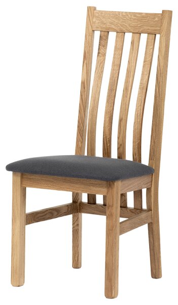 AUTRONIC Dřevěná jídelní židle, potah antracitově šedá látka, masiv dub, přírodní odstín