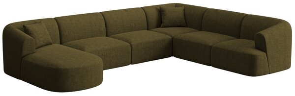 -25 % Dny MOMENTI– Cosmopolitan Design Zelená čalouněná rohová pohovka Campi 330 cm, pravá