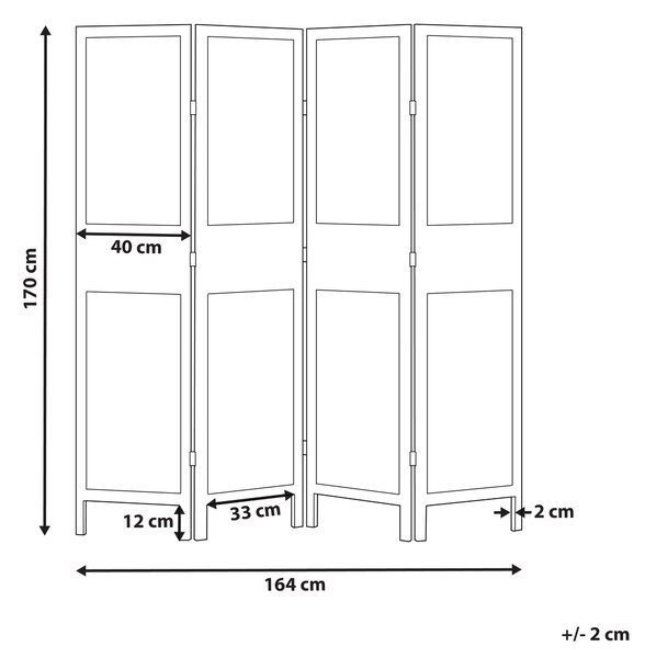 4dílný paraván BRENNERBAD Hnědá/Černá 164 cm 170 cm