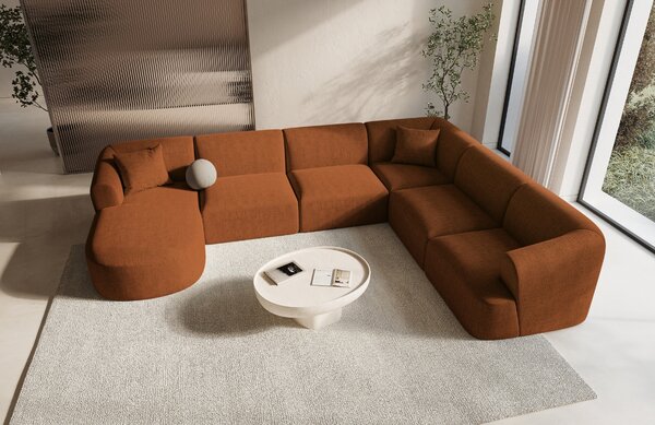 -25 % Dny MOMENTI– Cosmopolitan Design Terakotově oranžová čalouněná rohová pohovka Campi 330 cm, pravá