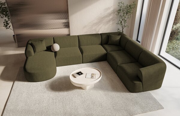 -25 % Dny MOMENTI– Cosmopolitan Design Zelená čalouněná rohová pohovka Campi 330 cm, pravá