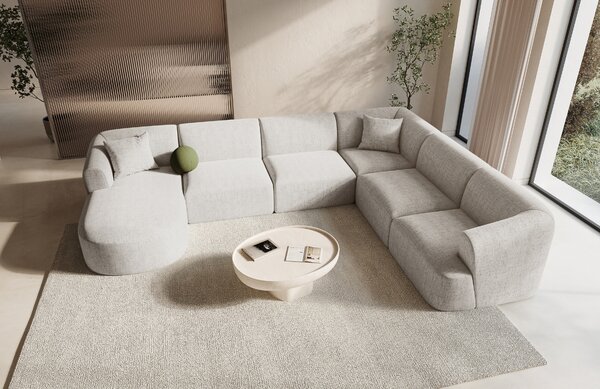 -25 % Dny MOMENTI– Cosmopolitan Design Světle béžová čalouněná rohová pohovka Campi 330 cm, pravá