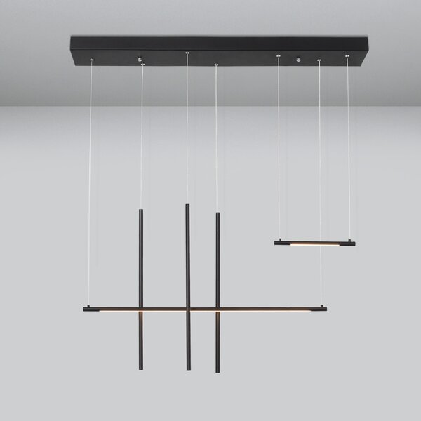 Černé kovové závěsné LED světlo Nova Luce Elettra 110 cm