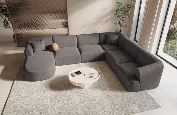 -25 % Dny MOMENTI– Cosmopolitan Design Šedá čalouněná rohová pohovka Campi 330 cm, pravá