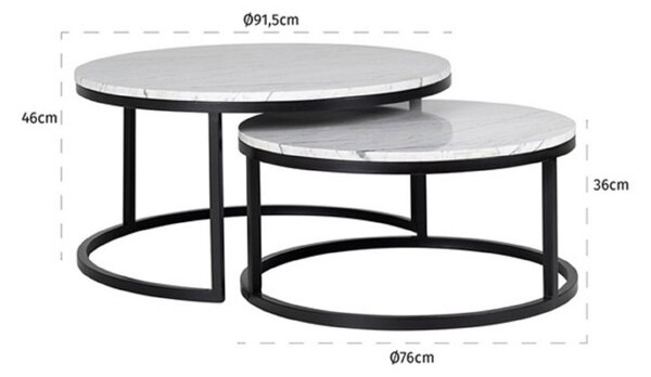 Richmond Set mramorových konferenčních stolků Lexington 76/91,5 cm