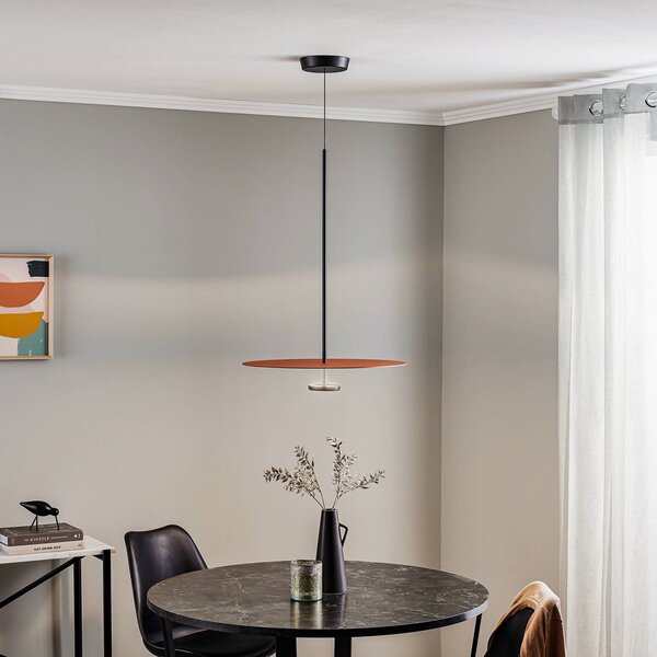 Vibia Flat LED závěsné světlo 1-žárovkové Ø 55 cm terakota, stmívatelný, Terakota, Obývací pokoj / jídelna, kov, Moderní