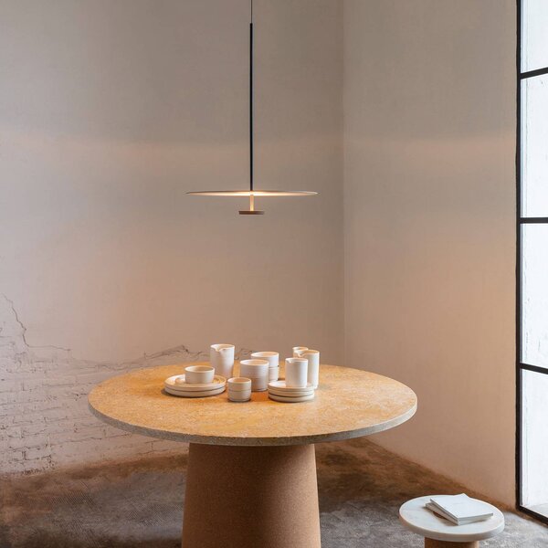 Vibia Flat LED závěsné světlo 1-žárovkové Ø 55 cm šedé L1, stmívatelný, Hliník / šedá / zinek, Obývací pokoj / jídelna, kov, Moderní