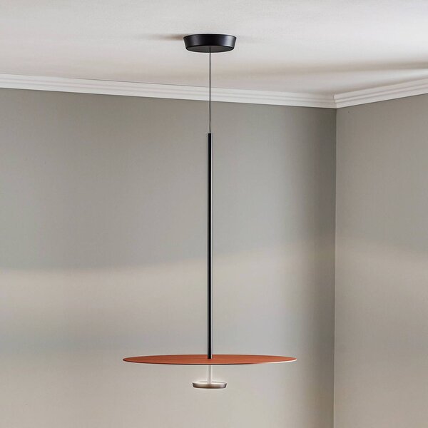 Vibia Flat LED závěsné světlo 1-žárovkové Ø 55 cm terakota, stmívatelný, Terakota, Obývací pokoj / jídelna, kov, Moderní