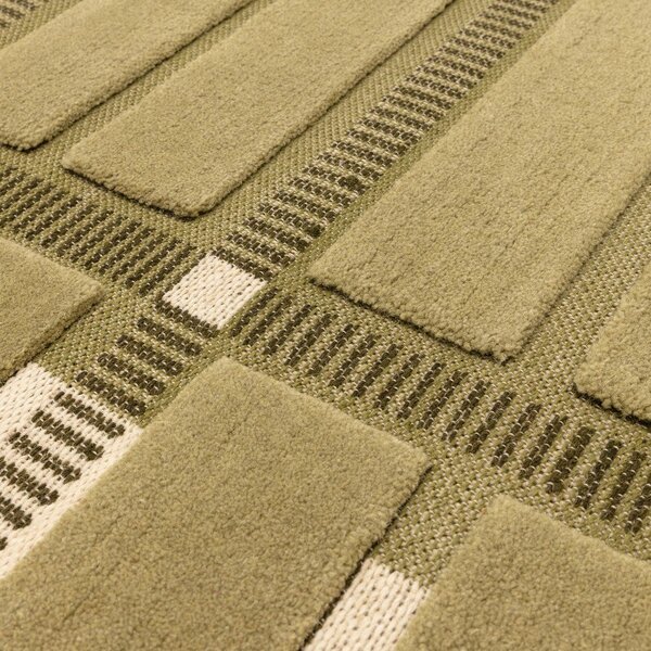 Zelený/béžový ručně tkaný vlněný koberec 120x170 cm – Asiatic Carpets