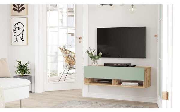 TV stolek/skříňka France 13 (borovice atlantická + zelená)