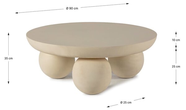 Béžový kulatý konferenční stolek z mangového dřeva ø 90 cm Ailen – MOME
