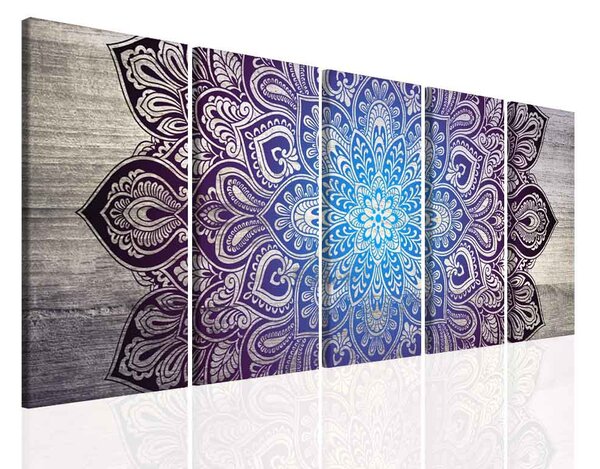Obraz mandala na dřevě Purple Velikost (šířka x výška): 150x60 cm