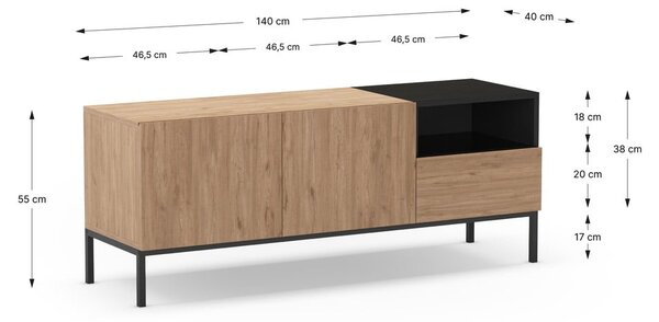 TV stolek v přírodní barvě 140x55 cm Cailin – Marckeric
