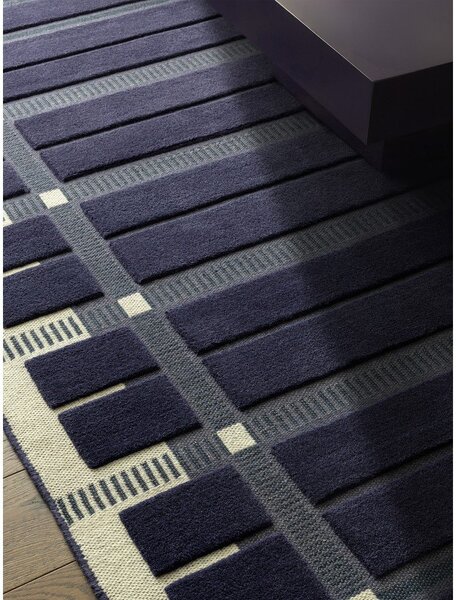 Tmavě modrý/béžový ručně tkaný vlněný koberec 120x170 cm – Asiatic Carpets