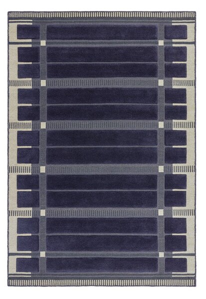 Tmavě modrý/béžový ručně tkaný vlněný koberec 120x170 cm – Asiatic Carpets