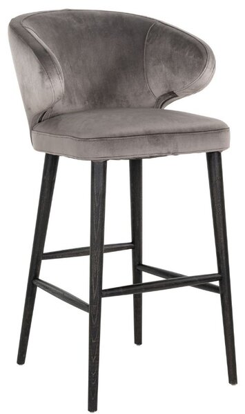 Šedá sametová barová židle Richmond Indigo 78 cm