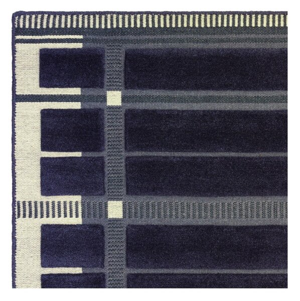 Tmavě modrý/béžový ručně tkaný vlněný koberec 120x170 cm – Asiatic Carpets